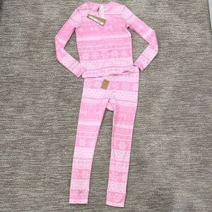 Skims Logo Plush Pointelle Kids Long Sleeve  Pj Set